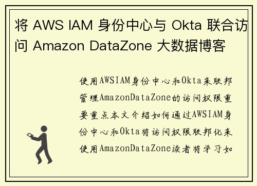 将 AWS IAM 身份中心与 Okta 联合访问 Amazon DataZone 大数据博客